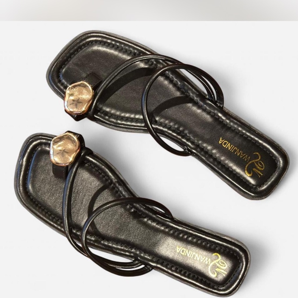 Black Sandals with Gold Accent
